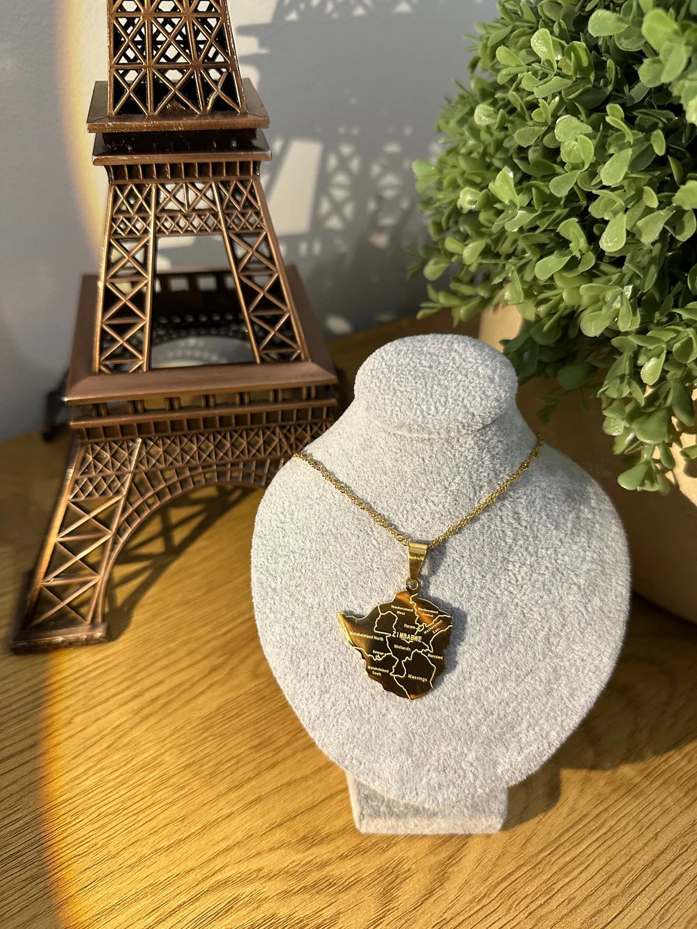 Zimbabwe - Map Necklace