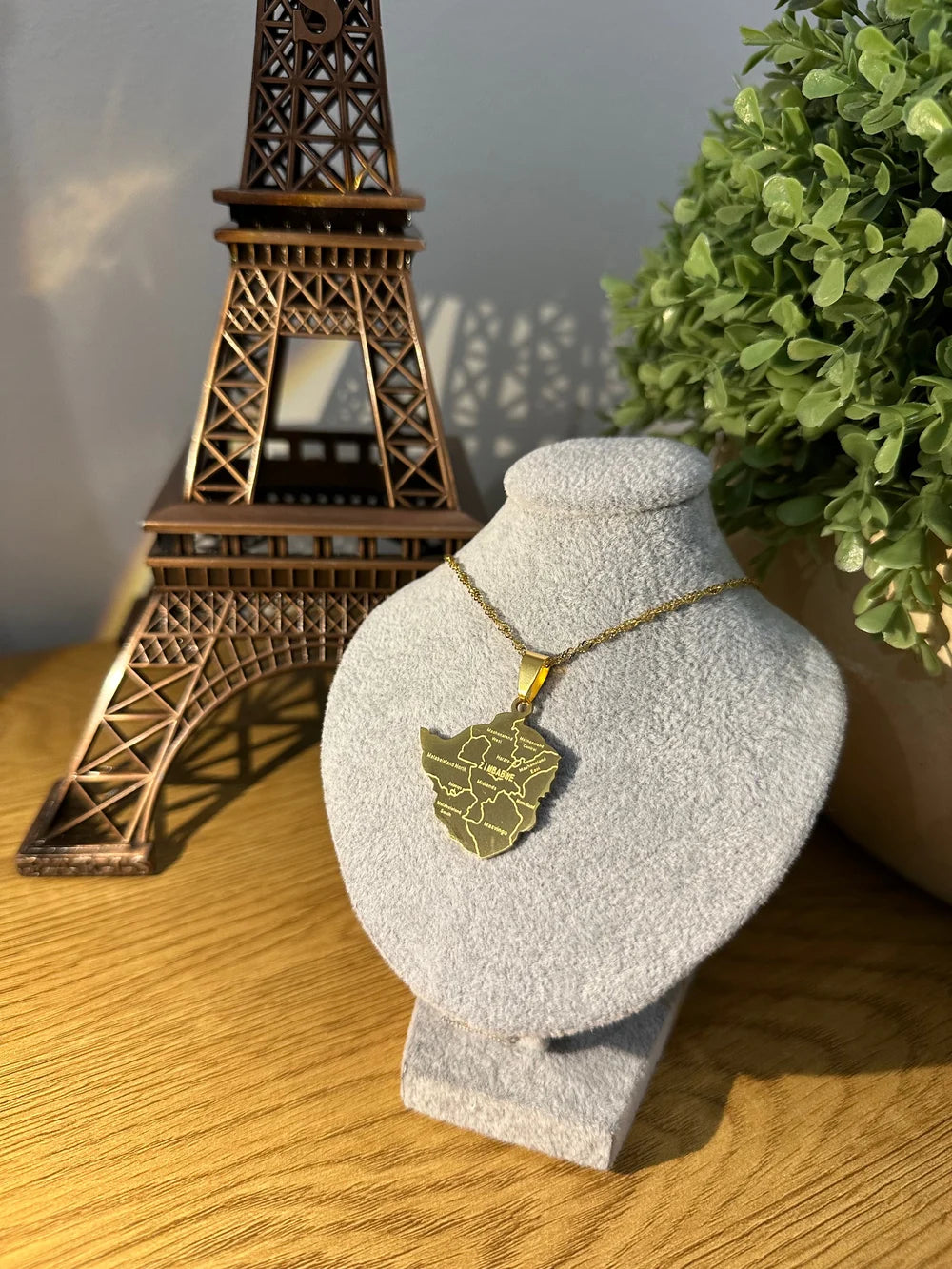 Zimbabwe - Map Necklace